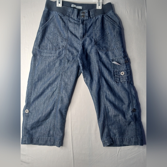 Lee Pants - LEE Women's Capri Just below the waist Mid-length Cargo blue jeans 10 med